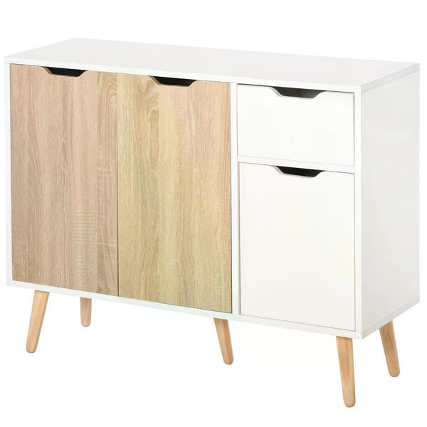 Floor Standing Sideboard Storage Cabinet with Drawer - Bedroom, Living Room, Home Office Organizer in Natural Finish - Space-Saving Storage Solution