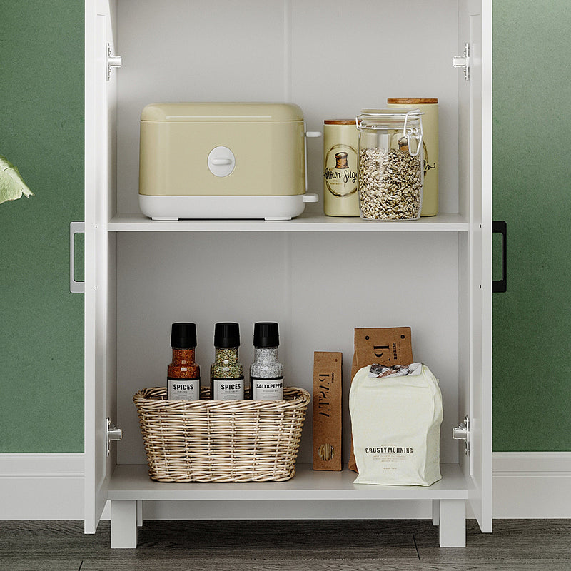 Freestanding Nordic Cupboard - Elegant White Storage Cabinet with Drawers, Doors & Open Countertop - Ideal for Living & Dining Spaces, 130cm