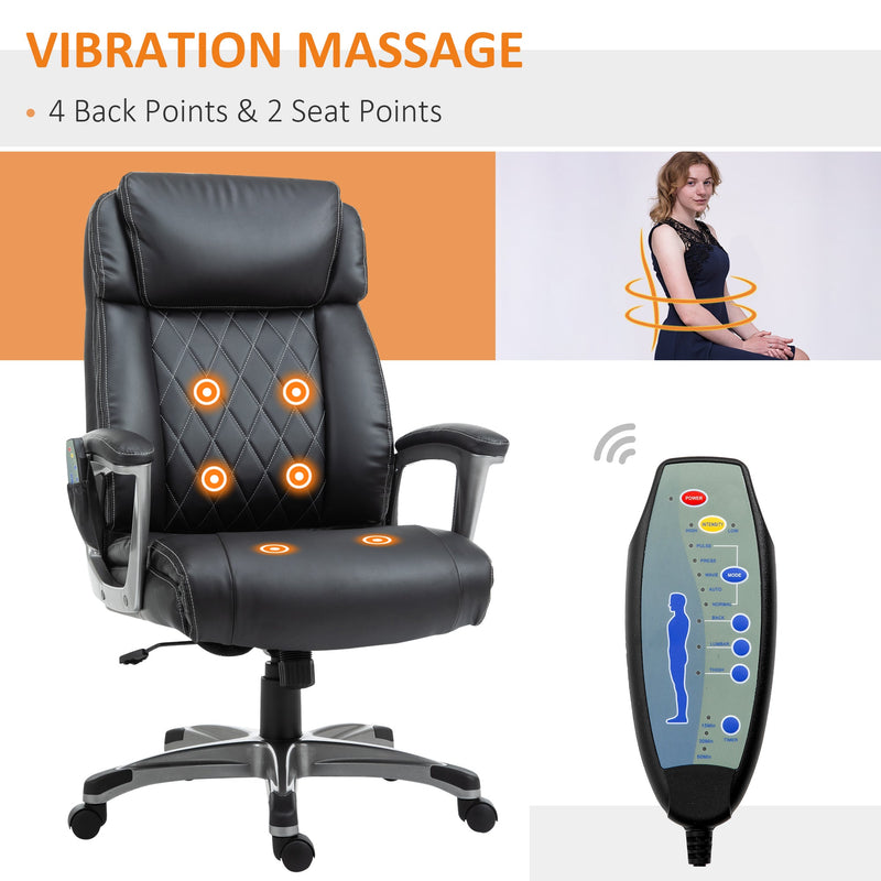 Ergonomic High-Back Massaging Office Chair with Armrests - 6-Point Vibration, Adjustable Height Executive Seat - Ideal for Stress Relief and Comfort in the Workplace