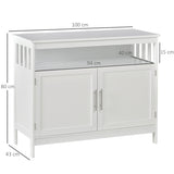 Kitchen Console Sideboard - 2-Tier Cabinet with Open Shelf Storage, White Finish - Ideal for Dining Room Organization and Decor