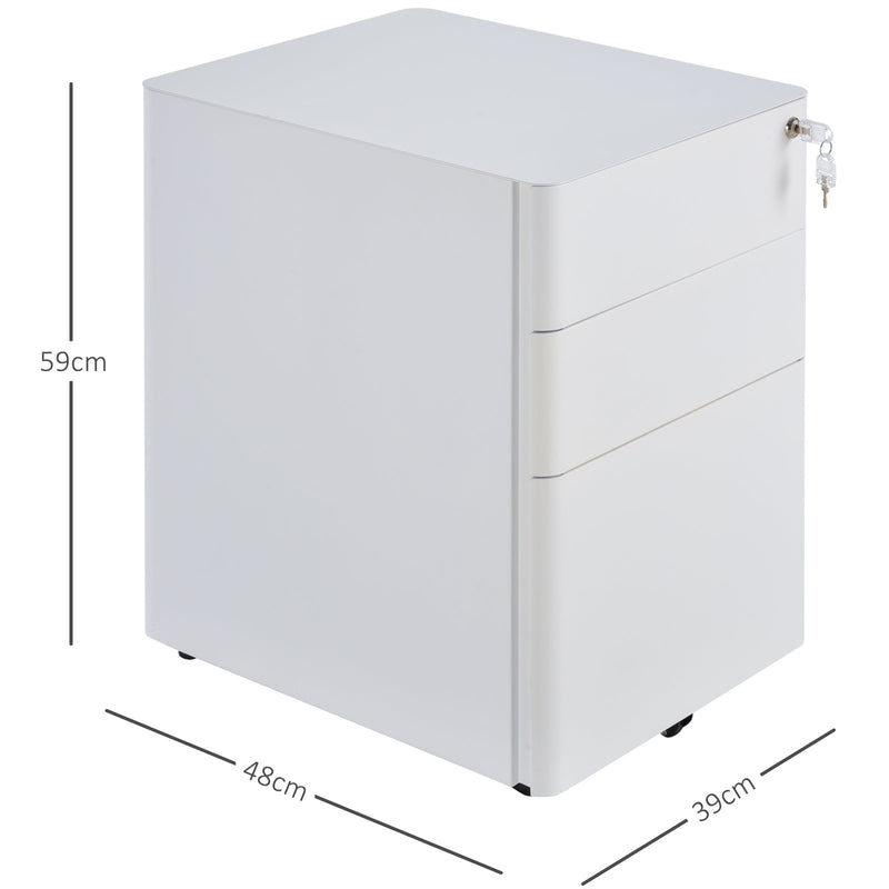3-Drawer Steel File Cabinet with Lock - Mobile Vertical Filing Storage, Fully Assembled - Secure Organizer for Home Office or Business Documents