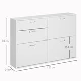 120Lx24Wx81H cm Shoe Storage Unit - Sleek White Particle Board Shoe Cabinet - Space-Saving Organization for Entryways and Closets