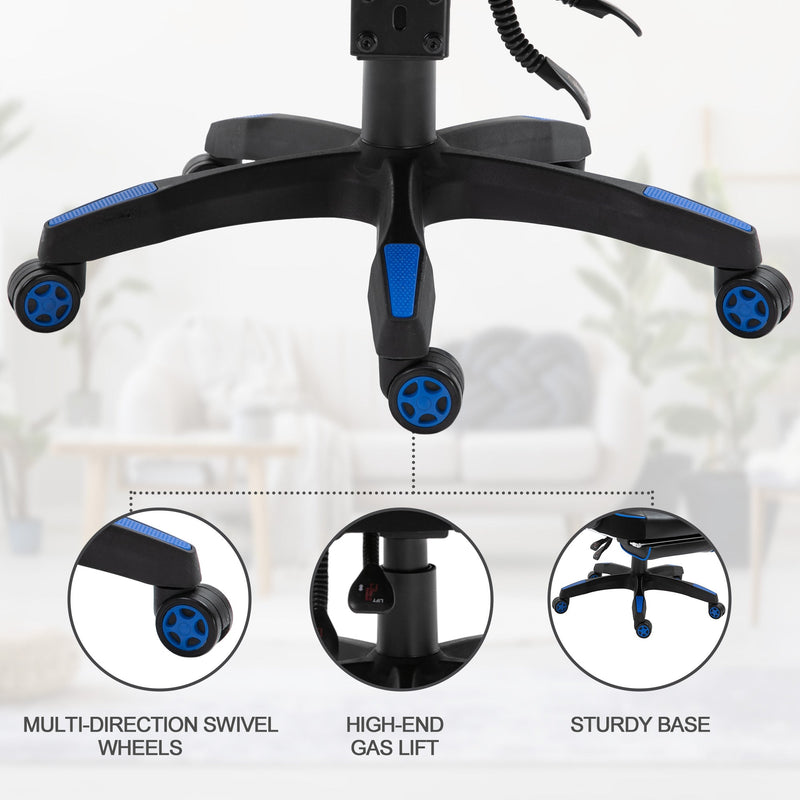 Ergonomic Adjustable Gaming Chair with Retractable Footrest - Racing Style Office Desk Chair with Headrest and Lumbar Support, Rolling Recliner - Comfortable Seating for Gamers and Desk Work
