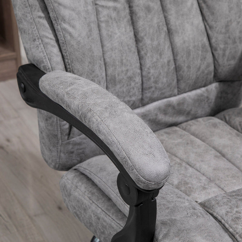 Ergonomic Microfiber Home Office Chair - Reclining Desk Chair with Armrests, Swivel Base & Footrest in Grey - Comfort Seating for Work from Home Professionals