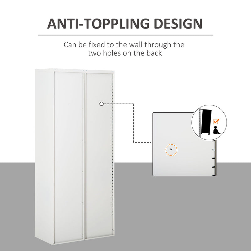 Cool Rolled Steel Lockable Cabinet - Tall Office Filing Storage with 2 Doors & 4 Adjustable Shelves - Secure Organizational Solution for Documents and Books