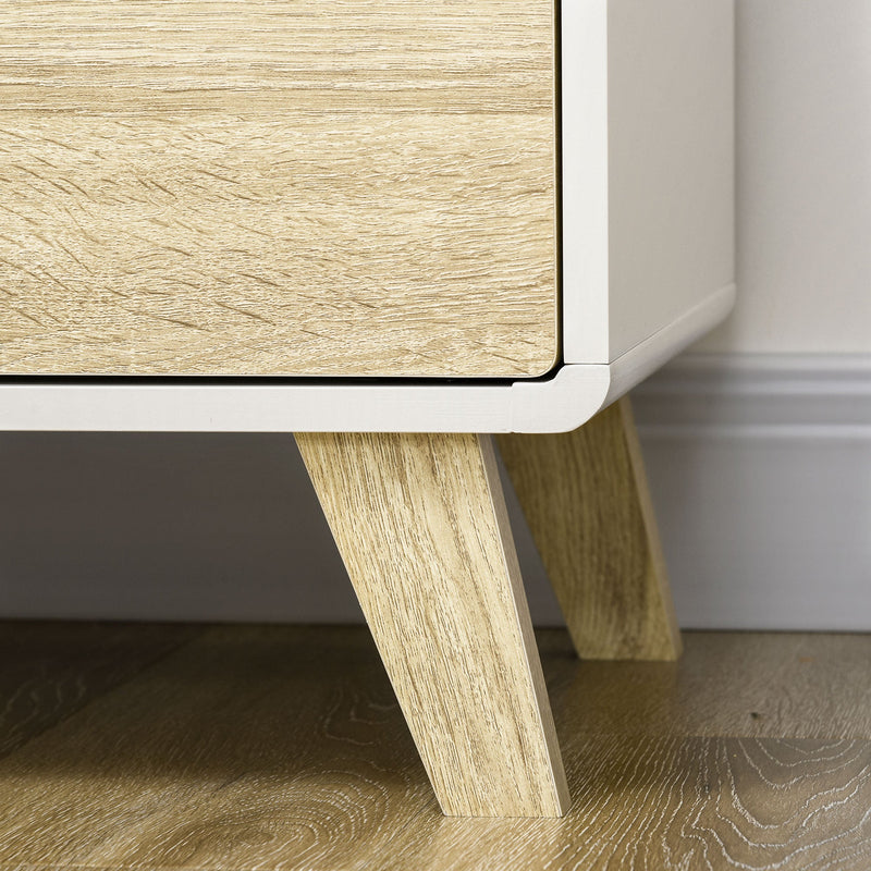 Modern White and Oak Storage Cupboard - Push-to-Open Doors with Adjustable Shelf - Ideal for Living Room, Home Office, or Bedroom Organization