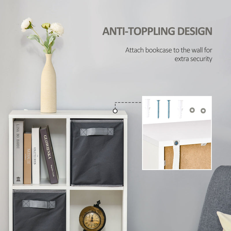 6-Cube Modern Bookcase - Freestanding Display Shelf, Storage Organizer Cabinet - Ideal for Home, Office, Living Room, Study Decor in White