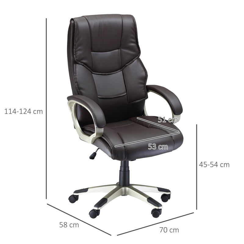 High-Back Home Office Chair - Comfortable Faux Leather Computer Desk Seat with Adjustable Height and Rocking Feature - Ideal for Extended Work Sessions