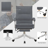 Ergonomic Reclining Office Chair with Vibration Massage and Heat - Faux Leather Desk Chair with Footrest, Armrest, and Plush Double-Tiered Padding, Grey - Comfort for Long Hours at Work