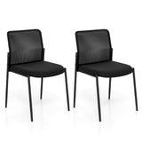 Chair Bundle of 2 for Waiting Rooms - Ergonomic Design with Mesh Backrest and Padded Seat in Black - Ideal Comfort Solution for Visitors and Clients