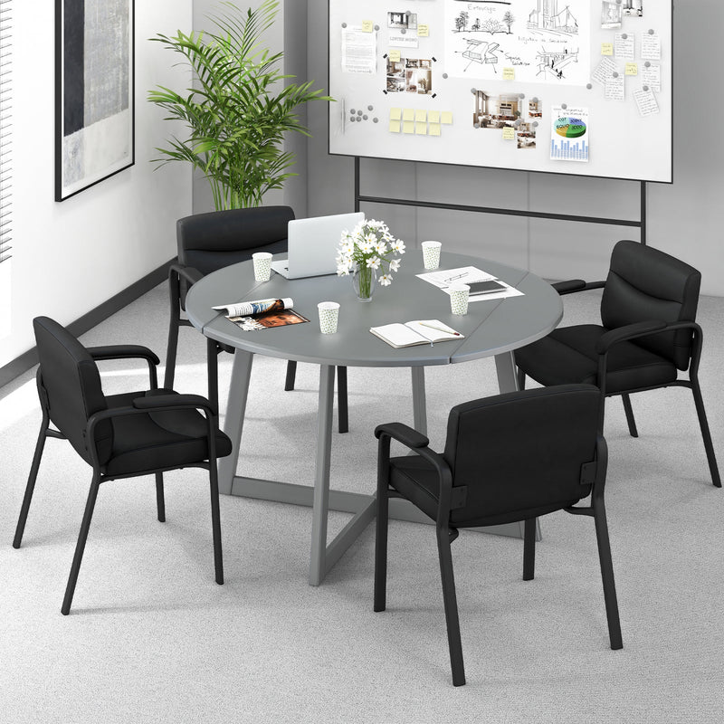 Waiting Room Chair Set of 2 - Upholstered, No Wheels, with Padded Armrests in Black - Ideal for Office Reception Areas and Medical Clinics