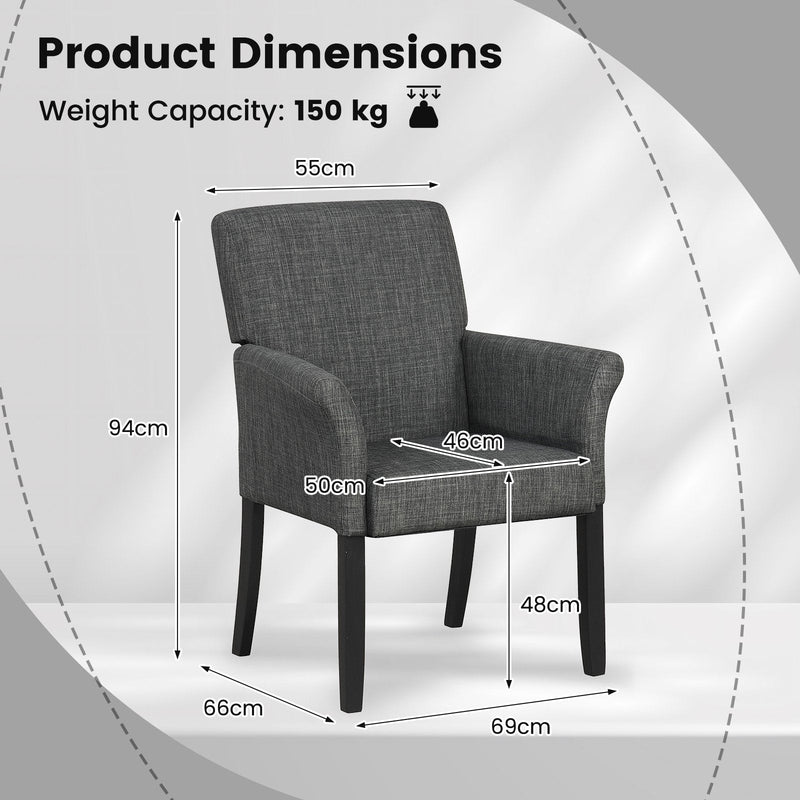 Fabric/Velvet Waiting Room Chair with Padded Armrests-Black