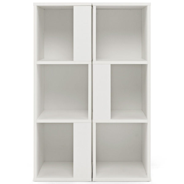 3-Tier Wooden Storage Bookcase - Space-Saving, Multipurpose, White, 2-Piece Set - Ideal for Organizing Books and Home Décor