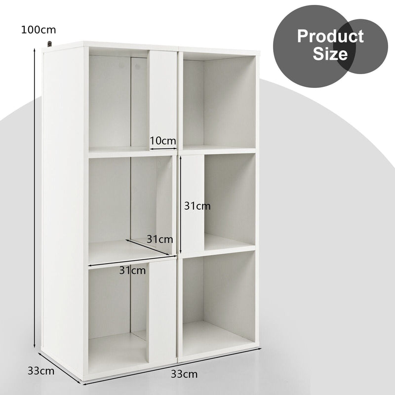 3-Tier Wooden Storage Bookcase - Space-Saving, Multipurpose, White, 2-Piece Set - Ideal for Organizing Books and Home Décor