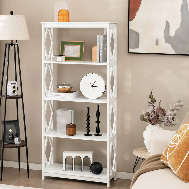 Modern 5-Tier Bookcase - Open Shelving Design in Grey - Perfect for Displaying Books and Decorative Items