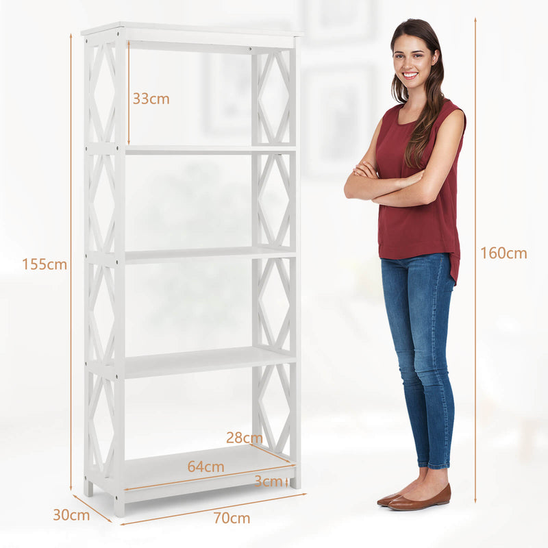Modern 5-Tier Bookcase - Open Shelving Design in Grey - Perfect for Displaying Books and Decorative Items