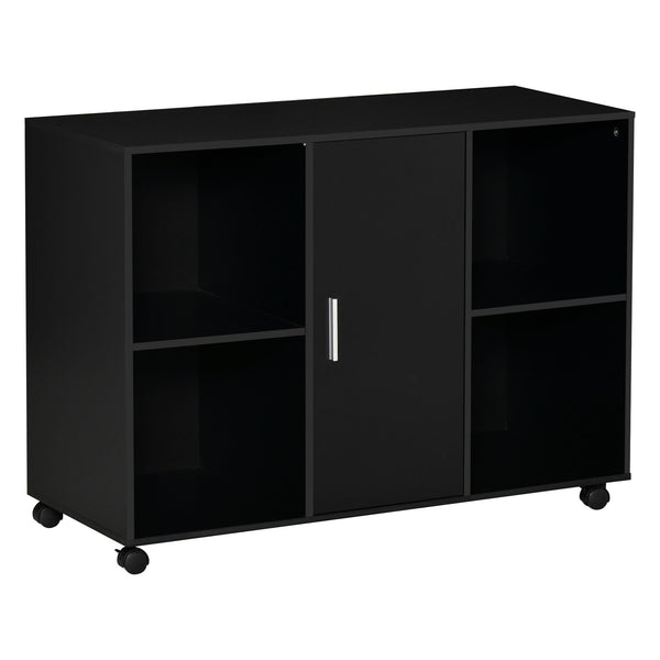 Mobile Office File Cabinet with Wheels - Lateral Stationery Storage and Printer Stand - Space Saving Solution with Open Compartment and Cupboard for Home Office