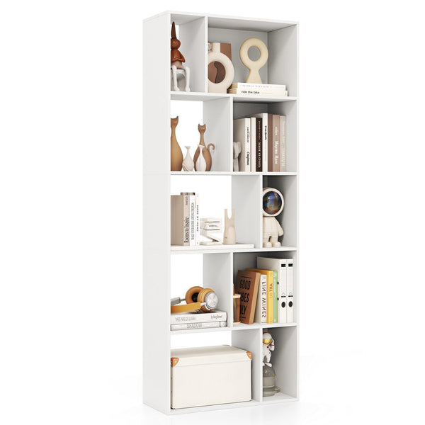 Wood 5-tier Bookshelf Bookcase Home Organizer Display Shelf-