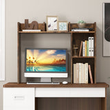Wooden Desk Bookshelf - 4-Tier Open Back Design - Ideal for Home Office Storage Solution