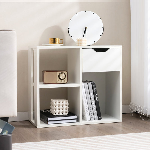 Wooden 3-Cube Storage with Drawer - Versatile Organizing Furniture Piece, Shelf and Drawer Storage - Ideal for Small Space Organization