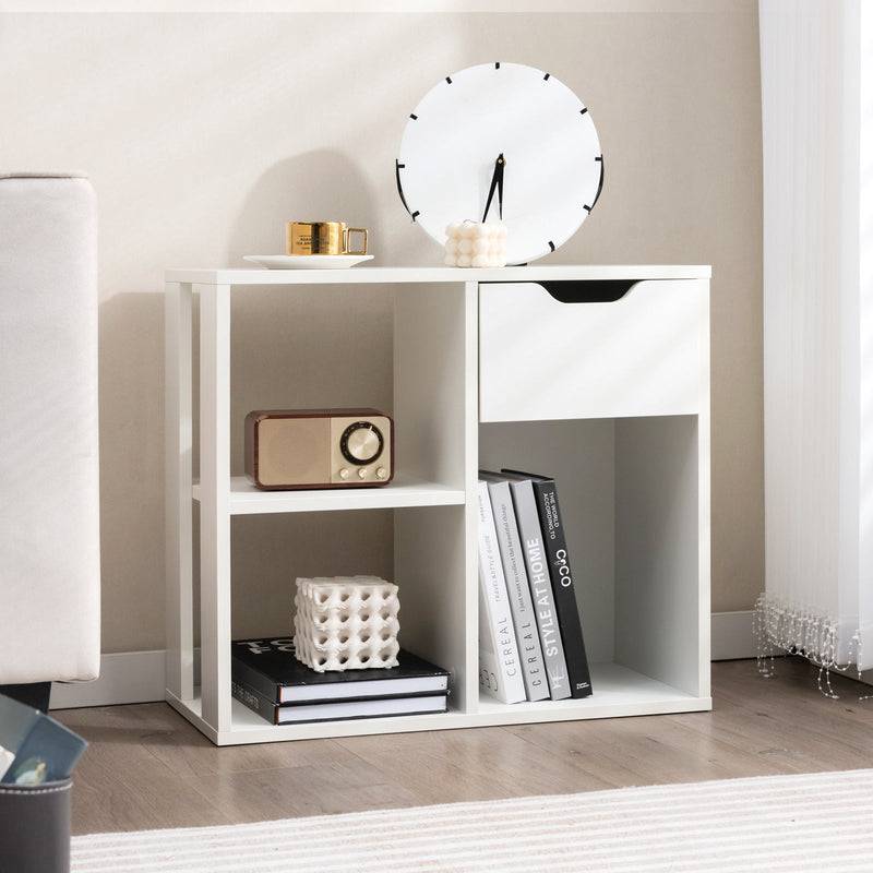 Wooden 3-Cube Storage with Drawer - Versatile Organizing Furniture Piece, Shelf and Drawer Storage - Ideal for Small Space Organization