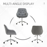 Ergonomic Velvet Home Office Chair - Comfy Adjustable Computer Desk Chair with Arm and Back Support - Ideal for Extended Work Sessions, Dark Grey