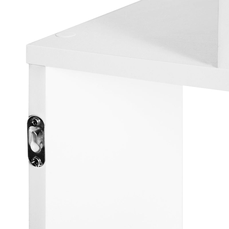 Elegant White S-Shaped Wooden Bookcase - 6-Shelf Storage and Display Unit with Room Divider Function - Versatile Organizational Solution for Home or Office