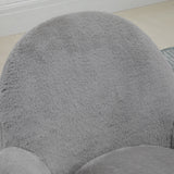 Fluffy Leisure Chair - Ergonomic Home Office Chair with Backrest, Armrests & Wheels - Comfortable Seating for Bedroom & Living Room, Grey