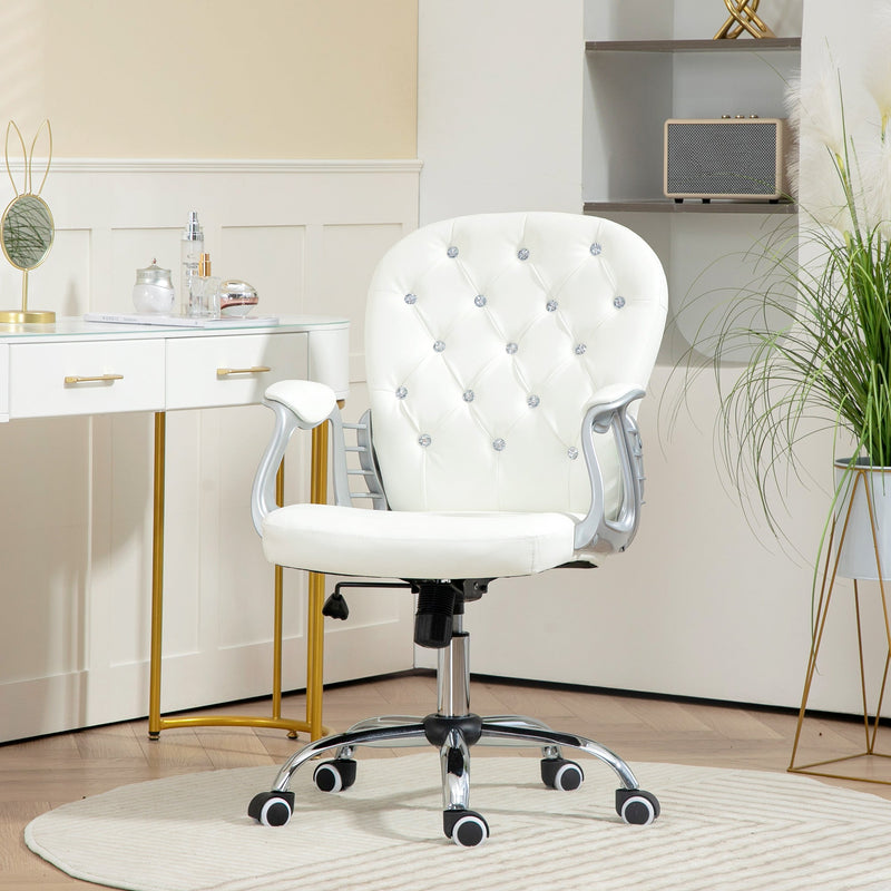 Ergonomic 360° Swivel Office Chair - PU Diamond-Pattern Padding & Durable 5-Castor Wheel Base - Ideal for Home Office Comfort and Style