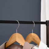 Bamboo Clothes Rail with Coat Stand - Garment Rack with Open Shelves & Storage Box, Dark Walnut - Ideal for Bedroom & Hallway Organization