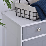 Free-Standing Bathroom Storage Cabinet - 2 Drawers, Adjustable Shelf, Metal Handles, 75x60 cm in Grey and White - Ideal for Organizing Bathroom Essentials