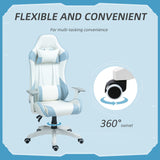 Gaming Chair with Lumbar Support - Reclining Faux Leather Computer Chair with Headrest, 3D Armrests, and Swivel Wheels - Designed for Comfortable Gaming and Office Work in Light Blue