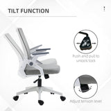 Ergonomic Grey Mesh Office Chair - Lumbar Support, Flip-up Armrests, Swivel Wheels, Adjustable Height - Comfortable Seating for Desk Work and Home Office