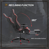 Ergonomic High-Back Racing Chair - Adjustable Swivel Gamer Seat with Footrest and Casters - Comfortable Faux Leather Reclining Office Chair for Gaming and Working