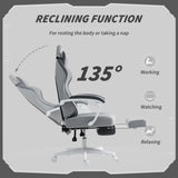 HOMCOM Ergonomic High Back Gaming Chair for Adults, Printed Velvet Computer Recliner Chair with Footrest, Lumbar Support, Adjustable Height and 360° Swivel Seat for Office or Gaming, Grey