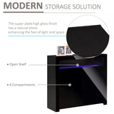 Modern High Gloss Sideboard with LED Lights - Multipurpose Buffet Cupboard with RGB Lighting - Sleek Storage for Entryway, Dining or Living Room, Black