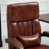 Ergonomic High Back Gaming Chair with Massage & Footrest - Adjustable Reclining Office Recliner, PU Leather, Brown - Comfort for Gamers and Professionals