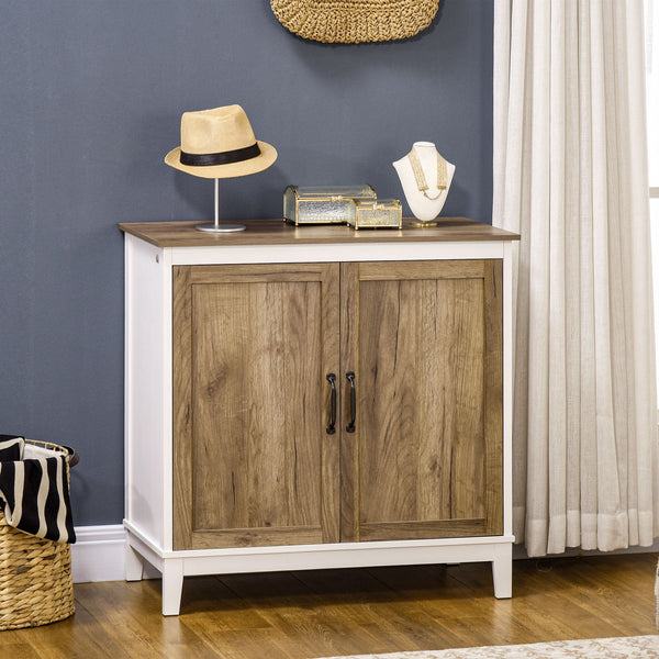 Farmhouse-Style Sideboard - Double-Door Storage Cupboard with Shelves in Dark Grey - Elegant Organization for Dining and Living Areas