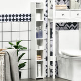 Freestanding Tall Bathroom Storage Cabinet - Modern Organizer with Open Shelves & 3 Cupboards - Ideal for Bedroom, Hallway & Bathroom Clutter Control