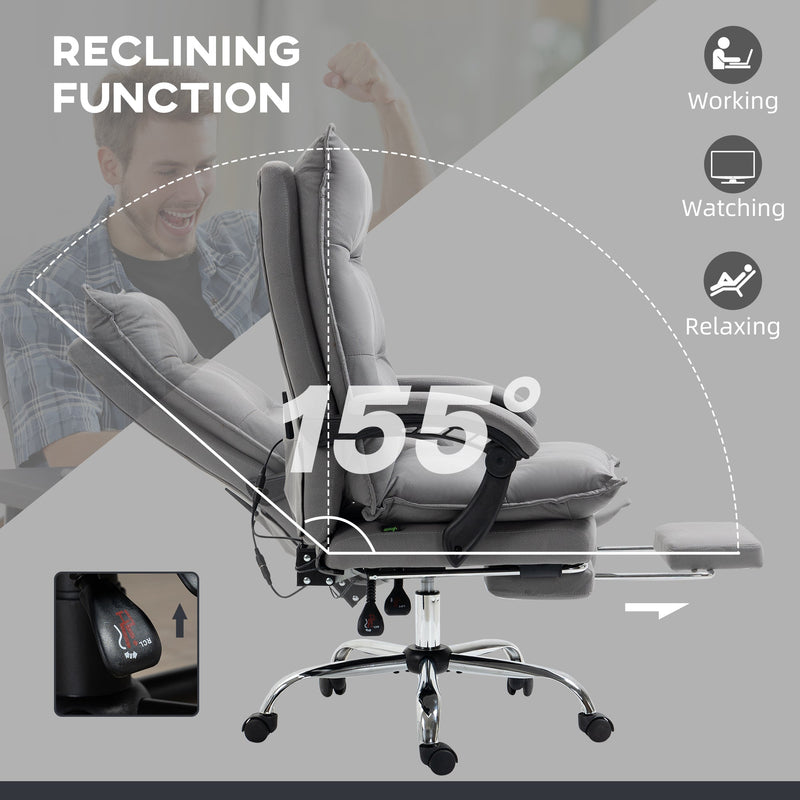 Ergonomic Heated Recliner - Vibrating Massage Office Chair with Plush Microfiber, Extendable Footrest, and Padded Armrests - Stress Relief Seating Solution for Professionals