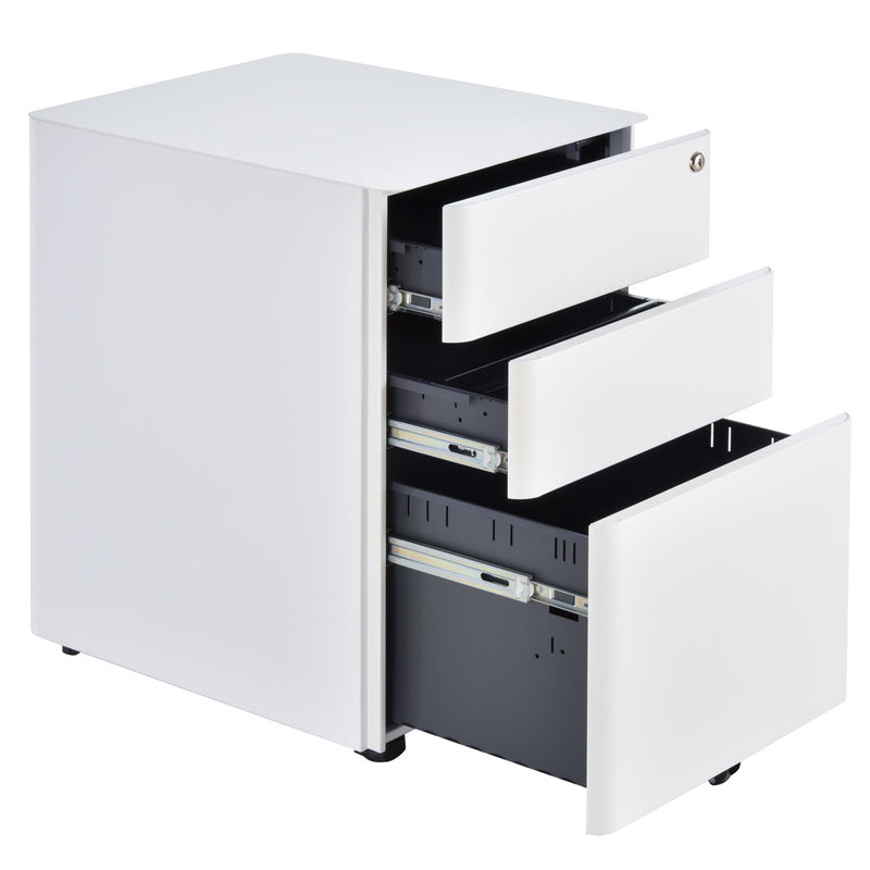 3-Drawer Steel File Cabinet with Lock - Mobile Vertical Filing Storage, Fully Assembled - Secure Organizer for Home Office or Business Documents