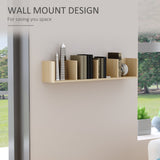 HOMCOM Wall Mount 84 CD / 56 DVD/Blu-ray/ Media Storage Rack 4 Cubes, Wooden Shelf Organiser Unit Bookcase Display, Set of 2, Natural Wood Finish