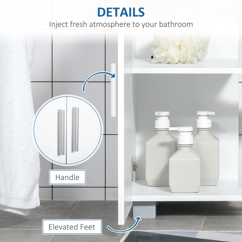 Under Sink Pedestal Cabinet - Modern Bathroom Vanity Storage with Adjustable Shelf and Double Doors - Ideal for Organizing Toiletries and Cleaning Supplies