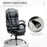 Executive Adjustable Office Chair - PU Leather Swivel Chair with Reclining Backrest & Retractable Footrest - Comfort for Home or Office Use