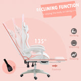 Racing-Style Gaming Chair with Removable Bunny Accents - Ergonomic PU Leather Recline, Headrest, Lumbar Support, and Extendable Footrest - Perfect for Gamers and Streamers with a Flair for Fun