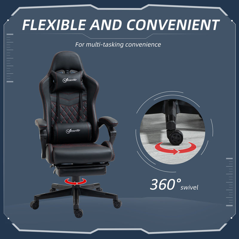 Ergonomic Racing-Style Office Chair - Swivel Wheels, Footrest, Reclining Faux Leather Design - Ideal Desk Chair for Gamers and Home Office Comfort
