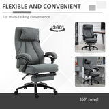 Ergonomic Executive Office Chair with 2-Point Removable Vibration Massage Pillow - USB-Powered Adjustable Height & 360° Swivel, Grey - Ideal for Stress Relief and Comfort in the Workplace
