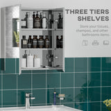 Wall-Mounted Mirror Cabinet - Bathroom Medicine Storage with Hinged Door, Multiple Shelves - Ideal for Organizing Toiletries and Laundry Essentials