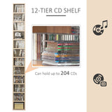 Media Storage Cabinet with 12 Tiers - CD/DVD Storage Shelf Tower, Multimedia Organizer Rack, Bookcase Display Unit - Perfect for Organizing Media Collections and Displaying Keepsakes