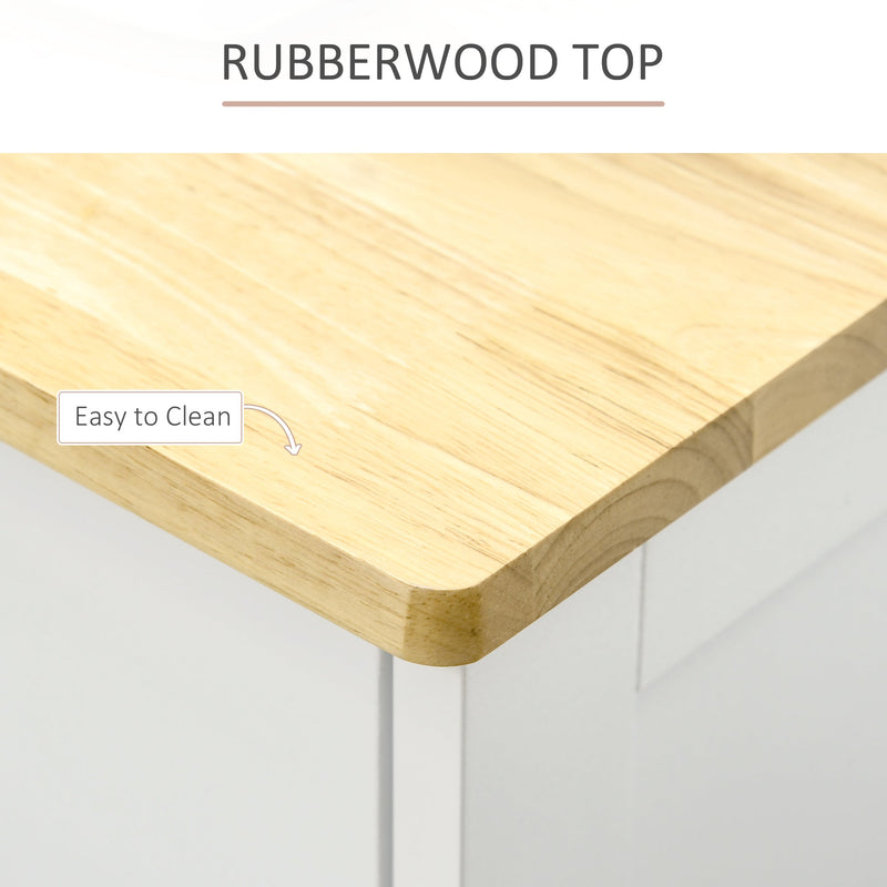 Modern Rubberwood-Topped Sideboard - Buffet Cabinet with Drawers and Adjustable Storage Shelves - Ideal for Living Room and Kitchen Organization